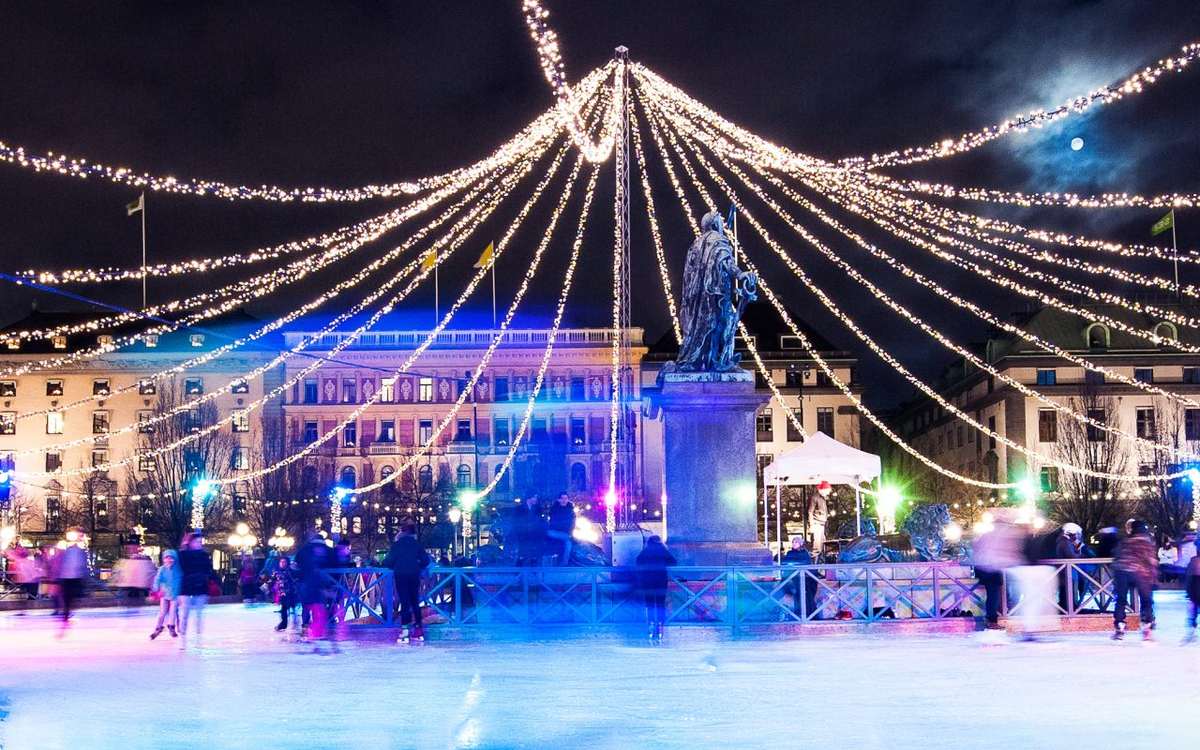 Skridskor på is, mitt i city