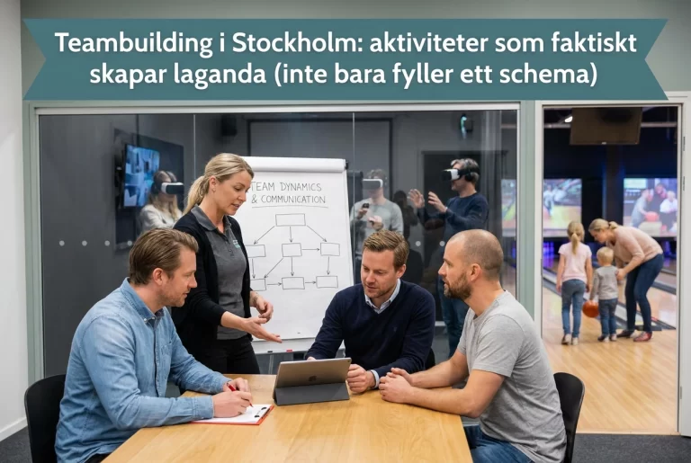 Professional header image for list-based article: Teambuilding i Stockholm: aktiviteter som faktiskt skapar...
