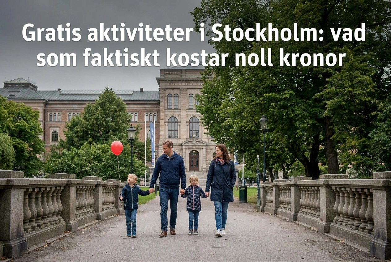 Professional header image for list-based article: Gratis aktiviteter i Stockholm: vad som faktiskt kostar n...