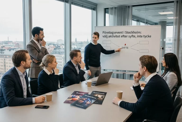 Professional header image for step-by-step guide: Företagsevent i Stockholm: välj aktivitet efter syfte, in...