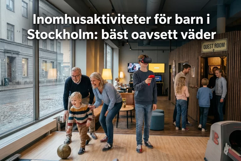 Professional header image for list-based article: Inomhusaktiviteter för barn i Stockholm: bäst oavsett väder