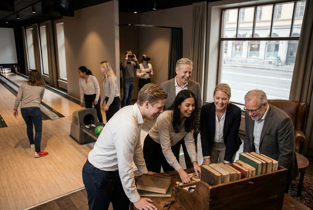 Professional header image for list-based article: AW och kickoff i Stockholm: aktiviteter som funkar för he...
